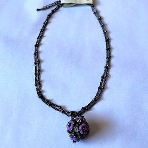 Vintage Necklace Black and purple Made in Thailand